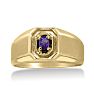1/4ct Oval Amethyst Men's Ring Crafted In Solid Yellow Gold Image-1