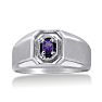 1/4ct Oval Amethyst Men's Ring Crafted In Solid 14K White Gold Image-1