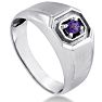 1/4ct Oval Amethyst Men's Ring Crafted In Solid 14K White Gold Image-2
