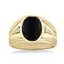 Oval Black Onyx and Diamond Men's Ring Crafted In Solid Yellow Gold
 Image-1