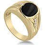 Oval Black Onyx and Diamond Men's Ring Crafted In Solid 14K Yellow Gold
 Image-2