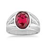 4 1/2ct Oval Created Ruby and Diamond Men's Ring Crafted In Solid White Gold
 Image-1