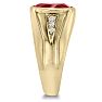 4 1/2ct Oval Created Ruby and Diamond Men's Ring Crafted In Solid 14K Yellow Gold
 Image-3
