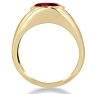 4 1/2ct Oval Created Ruby and Diamond Men's Ring Crafted In Solid 14K Yellow Gold
 Image-4