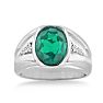4 1/2ct Oval Created Emerald and Diamond Men's Ring Crafted In Solid White Gold
 Image-1