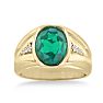 4 1/2ct Oval Created Emerald and Diamond Men's Ring Crafted In Solid Yellow Gold
 Image-1
