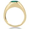 4 1/2ct Oval Created Emerald and Diamond Men's Ring Crafted In Solid Yellow Gold
 Image-4