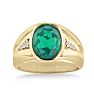 4 1/2ct Oval Created Emerald and Diamond Men's Ring Crafted In Solid 14K Yellow Gold
 Image-1