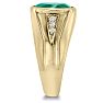 4 1/2ct Oval Created Emerald and Diamond Men's Ring Crafted In Solid 14K Yellow Gold
 Image-3