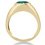 4 1/2ct Oval Created Emerald and Diamond Men's Ring Crafted In Solid 14K Yellow Gold
 Image-4