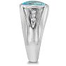 4 1/2ct Oval Blue Topaz and Diamond Men's Ring Crafted In Solid White Gold Image-3