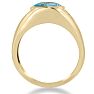 4 1/2ct Oval Blue Topaz and Diamond Men's Ring Crafted In Solid Yellow Gold
 Image-4