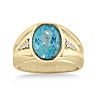4 1/2ct Oval Blue Topaz and Diamond Men's Ring Crafted In Solid 14K Yellow Gold
 Image-1