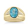 4 1/2ct Oval Blue Topaz and Diamond Men's Ring Crafted In Solid 14K Yellow Gold
 Image-1