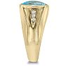 4 1/2ct Oval Blue Topaz and Diamond Men's Ring Crafted In Solid 14K Yellow Gold
 Image-3