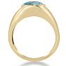 4 1/2ct Oval Blue Topaz and Diamond Men's Ring Crafted In Solid 14K Yellow Gold
 Image-4