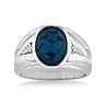 4 1/2ct Oval Created Sapphire and Diamond Men's Ring Crafted In Solid White Gold Image-1