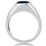 4 1/2ct Oval Created Sapphire and Diamond Men's Ring Crafted In Solid White Gold Image-4