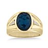 4 1/2ct Oval Created Sapphire and Diamond Men's Ring Crafted In Solid 14K Yellow Gold
 Image-1
