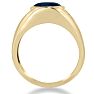 4 1/2ct Oval Created Sapphire and Diamond Men's Ring Crafted In Solid 14K Yellow Gold
 Image-4