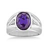 4 1/2ct Oval Amethyst and Diamond Men's Ring Crafted In Solid White Gold Image-1