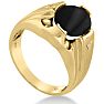 Oval Black Onyx and Diamond Men's Ring Crafted In Solid 14K Yellow Gold
 Image-2