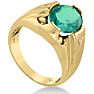 4 1/2ct Oval Created Emerald and Diamond Men's Ring Crafted In Solid 14K Yellow Gold
 Image-2