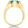 4 1/2ct Oval Created Emerald and Diamond Men's Ring Crafted In Solid 14K Yellow Gold
 Image-4