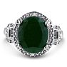 7ct Oval Shape Emerald And Diamond Ring Crafted In Solid Sterling Silver Image-1