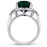 7ct Oval Shape Emerald And Diamond Ring Crafted In Solid Sterling Silver Image-2
