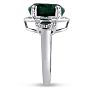 7ct Oval Shape Emerald And Diamond Ring Crafted In Solid Sterling Silver Image-3