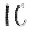Absolute Blowout! 2ct Black Diamond Double Row Hoop Earrings Crafted In Solid Sterling Silver.  Selling at $60 Below Cost Image-1