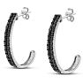 Absolute Blowout! 2ct Black Diamond Double Row Hoop Earrings Crafted In Solid Sterling Silver.  Selling at $60 Below Cost Image-2