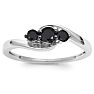 3/8ct Triple Black Diamond Ring Crafted In Solid Sterling Silver Image-1