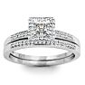 1/4 Carat Pave Halo Diamond Bridal Set in Sterling Silver. Incredibly Popular And Fantastic At A Low Price
 Image-1