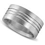 9 MM Grooved Men's Titanium Ring Wedding Band Image-2