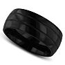 8 MM Black High Polish Men's Titanium Ring Wedding Band Image-2
