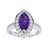 1 Carat Marquise Amethyst and Diamond Ring In 14 Karat White Gold Image-1