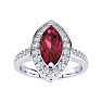 Garnet Ring: Garnet Jewelry: 1 Carat Marquise Garnet and Diamond Ring In 14 Karat White Gold Image-1