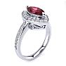 Garnet Ring: Garnet Jewelry: 1 Carat Marquise Garnet and Diamond Ring In 14 Karat White Gold Image-2