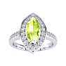 1 Carat Marquise Peridot and Diamond Ring In 14 Karat White Gold Image-1