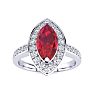 1 Carat Marquise Ruby and Diamond Ring In 14 Karat White Gold Image-1