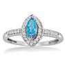 3/4ct Marquise Blue Topaz and Diamond Ring Crafted In Solid 14K White Gold Image-1