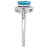3/4ct Marquise Blue Topaz and Diamond Ring Crafted In Solid 14K White Gold Image-3