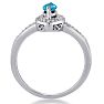 3/4ct Marquise Blue Topaz and Diamond Ring Crafted In Solid 14K White Gold Image-4