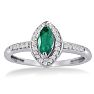 3/4ct Marquise Emerald and Diamond Ring Crafted In Solid 14K White Gold Image-1