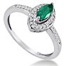 3/4ct Marquise Emerald and Diamond Ring Crafted In Solid 14K White Gold Image-2