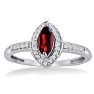 Garnet Ring: Garnet Jewelry: 3/4ct Marquise Garnet and Diamond Ring Crafted In Solid 14K White Gold Image-1