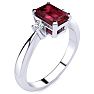 Garnet Ring: Garnet Jewelry: 1ct Garnet and Diamond Ring Crafted In Solid 14K White Gold Image-2