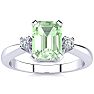 1ct Green Amethyst and Diamond Ring Crafted In Solid 14K White Gold Image-1